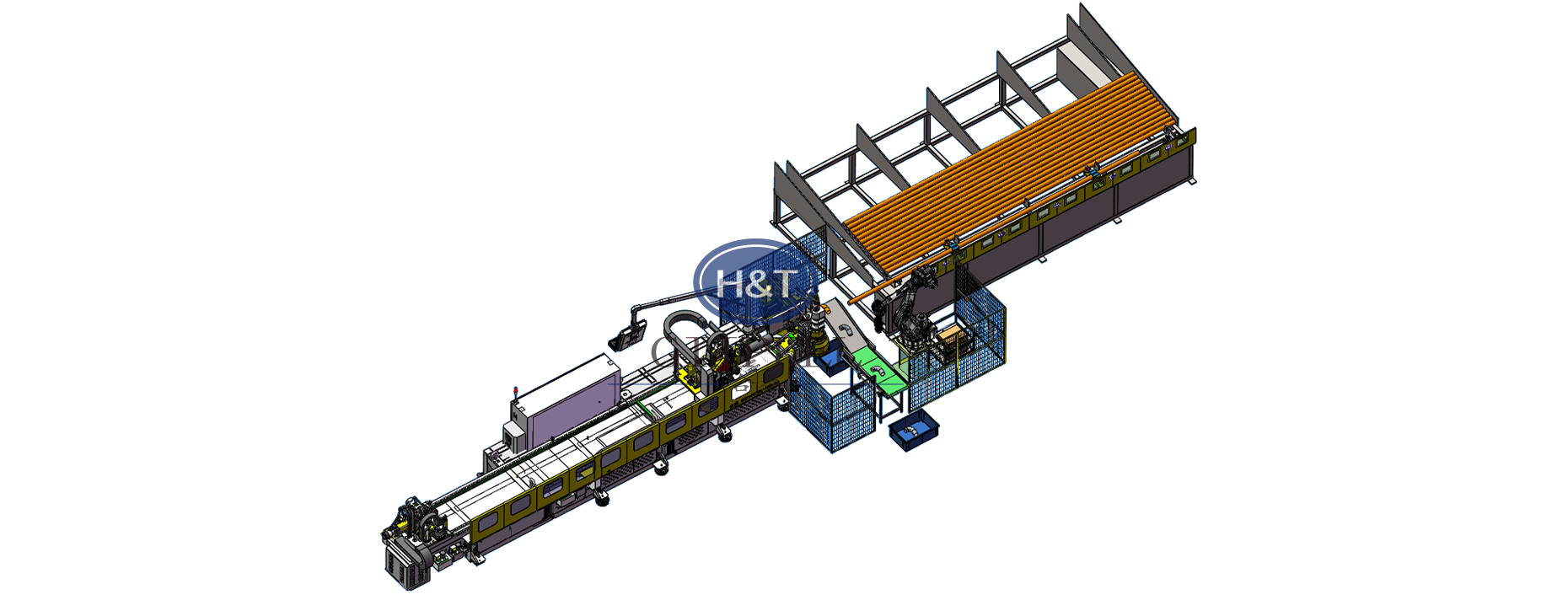 Automatic feeding bending pipe + sawing production line